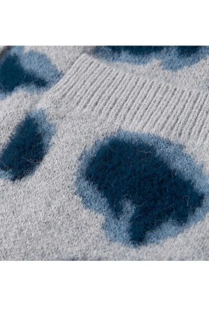 Style Core Aesthetics, New Style Trends Blue Leopard Cardigan Sweater