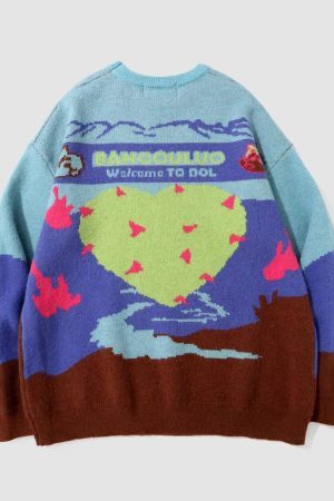 Style Core Aesthetics, New Style Trends Brave Heart Print Sweater