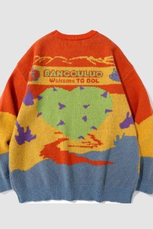 Style Core Aesthetics, New Style Trends Brave Heart Print Sweater