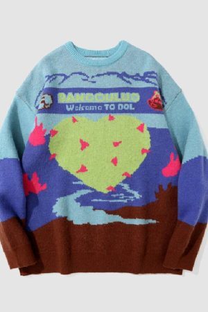 Style Core Aesthetics, New Style Trends Brave Heart Print Sweater