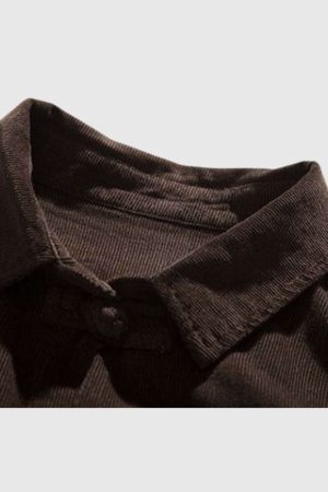 Style Core Aesthetics, New Style Trends Brown Casual Utility Shirt