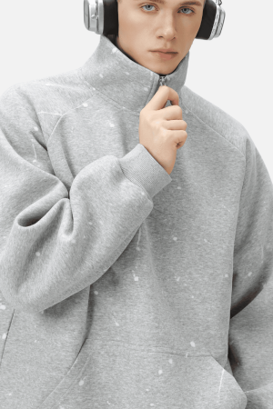 Style Core Aesthetics, New Style Trends Burnout Half-Zip Stand Collar Sweatshirt