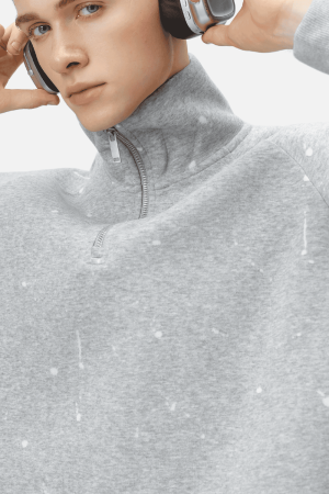 Style Core Aesthetics, New Style Trends Burnout Half-Zip Stand Collar Sweatshirt