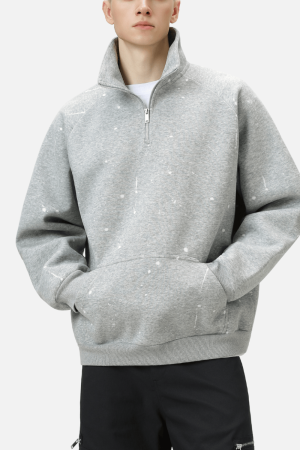 Style Core Aesthetics, New Style Trends Burnout Half-Zip Stand Collar Sweatshirt