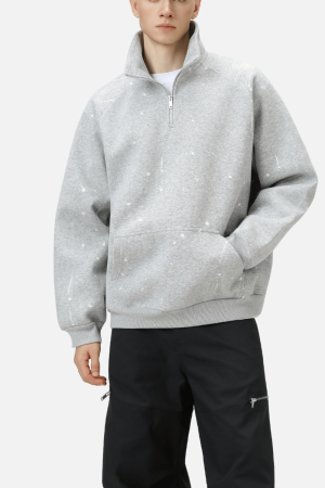 Style Core Aesthetics, New Style Trends Burnout Half-Zip Stand Collar Sweatshirt