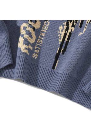 Style Core Aesthetics, New Style Trends Butterfly & Letters Graffiti Print Sweater