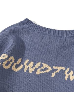 Style Core Aesthetics, New Style Trends Butterfly & Letters Graffiti Print Sweater