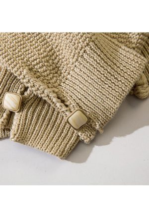 Style Core Aesthetics, New Style Trends Button Decor Pom-Pom Cropped Cardigan Sweater