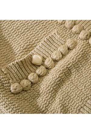 Style Core Aesthetics, New Style Trends Button Decor Pom-Pom Cropped Cardigan Sweater