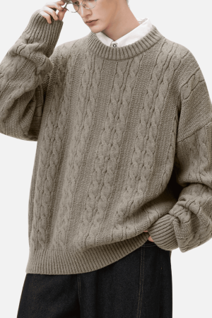 Style Core Aesthetics, New Style Trends Cable Knit Crewneck Sweater