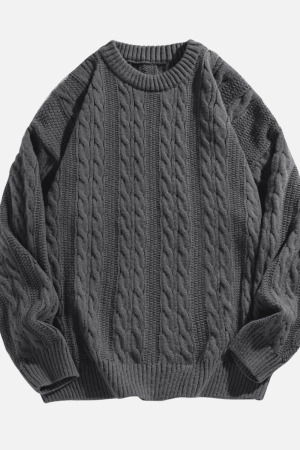 Style Core Aesthetics, New Style Trends Cable Knit Crewneck Sweater
