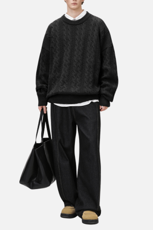 Style Core Aesthetics, New Style Trends Cable Knit Crewneck Sweater