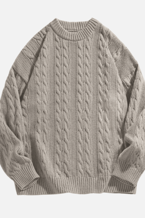 Style Core Aesthetics, New Style Trends Cable Knit Crewneck Sweater