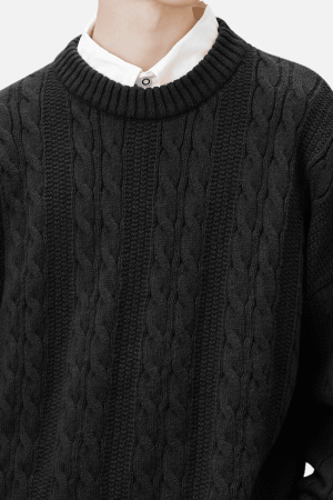 Style Core Aesthetics, New Style Trends Cable Knit Crewneck Sweater