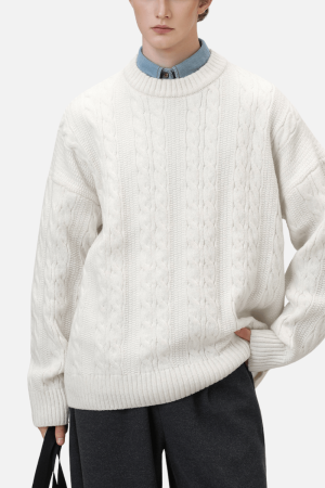 Style Core Aesthetics, New Style Trends Cable Knit Crewneck Sweater