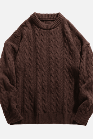 Style Core Aesthetics, New Style Trends Cable Knit Crewneck Sweater