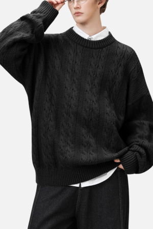 Style Core Aesthetics, New Style Trends Cable Knit Crewneck Sweater