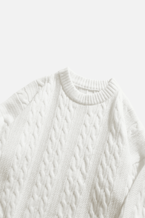 Style Core Aesthetics, New Style Trends Cable Knit Crewneck Sweater