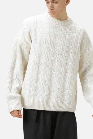 Style Core Aesthetics, New Style Trends Cable Knit Crewneck Sweater