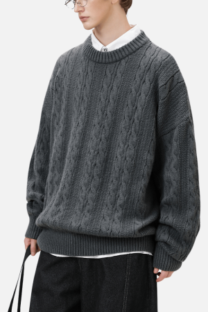 Style Core Aesthetics, New Style Trends Cable Knit Crewneck Sweater