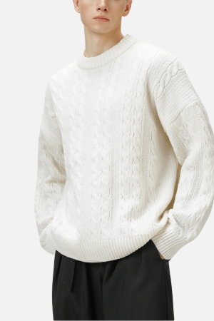 Style Core Aesthetics, New Style Trends Cable Knit Crewneck Sweater