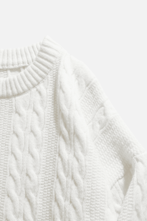 Style Core Aesthetics, New Style Trends Cable Knit Crewneck Sweater