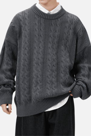 Style Core Aesthetics, New Style Trends Cable Knit Crewneck Sweater