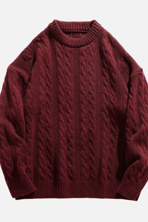 Style Core Aesthetics, New Style Trends Cable Knit Crewneck Sweater
