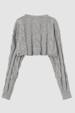 Style Core Aesthetics, New Style Trends Cable-Knit Ripped Cropped Sweater