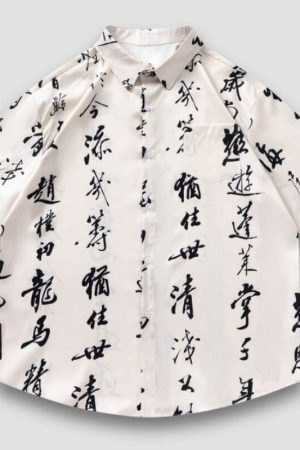 Style Core Aesthetics, New Style Trends Calligraphy Print Shirts