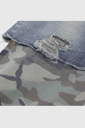 Style Core Aesthetics, New Style Trends Camouflage Patchwork Jeans