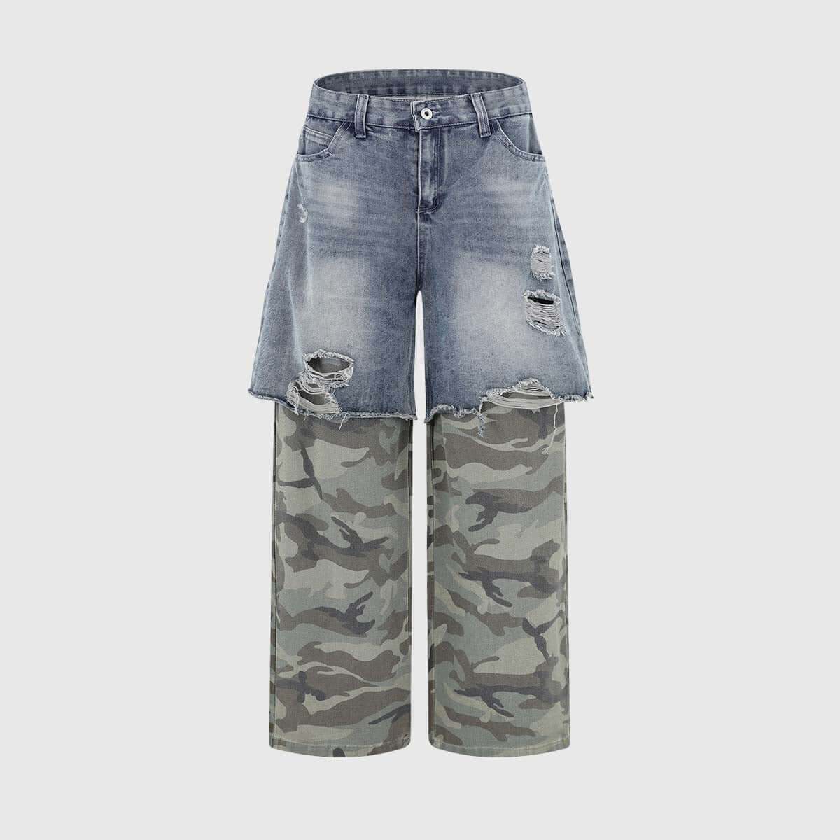 Style Core Aesthetics, New Style Trends Camouflage Patchwork Jeans