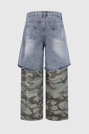 Style Core Aesthetics, New Style Trends Camouflage Patchwork Jeans