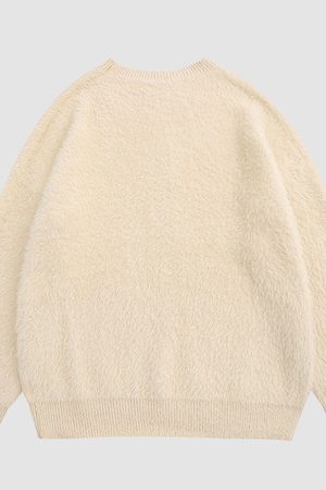 Style Core Aesthetics, New Style Trends Carrot & Rabbit Pattern Fuzzy Sweater