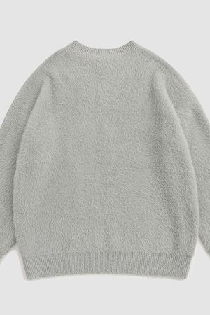 Style Core Aesthetics, New Style Trends Carrot & Rabbit Pattern Fuzzy Sweater