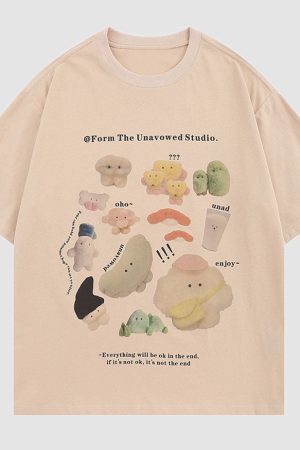 Style Core Aesthetics, New Style Trends Cartoon Animal Pattern Printed Tee