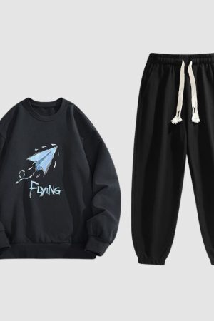 Style Core Aesthetics, New Style Trends Cartoon Casual Sweatshirt Sets