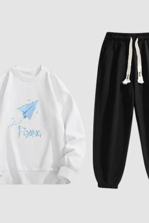 Style Core Aesthetics, New Style Trends Cartoon Casual Sweatshirt Sets