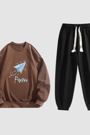 Style Core Aesthetics, New Style Trends Cartoon Casual Sweatshirt Sets