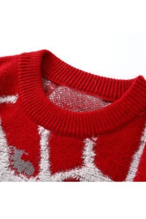 Style Core Aesthetics, New Style Trends Cartoon Cobweb Print Pullover