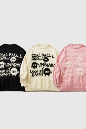 Style Core Aesthetics, New Style Trends Cartoon Doll Embroidered Pullover