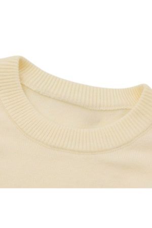 Style Core Aesthetics, New Style Trends Cartoon Dragon Embroidered Knit Sweater