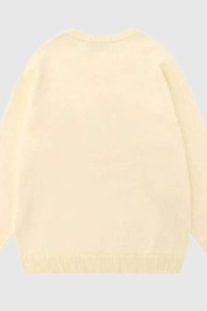 Style Core Aesthetics, New Style Trends Cartoon Dragon Embroidered Knit Sweater