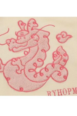 Style Core Aesthetics, New Style Trends Cartoon Dragon Embroidered Knit Sweater