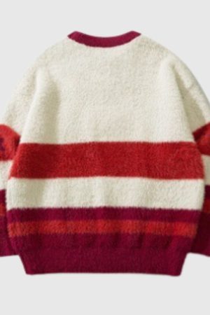 Style Core Aesthetics, New Style Trends Cartoon Dragon Striped Versatile Knit Sweater