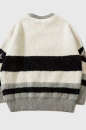 Style Core Aesthetics, New Style Trends Cartoon Dragon Striped Versatile Knit Sweater