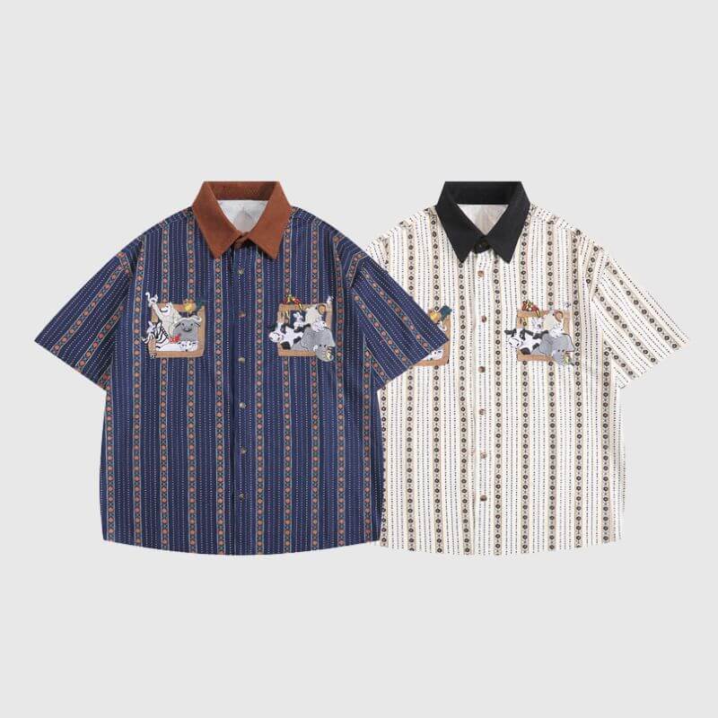 Style Core Aesthetics, New Style Trends Cartoon Embroidered Shirts Style Core Aesthetics, New Style Trends Cartoon Embroidered Shirts