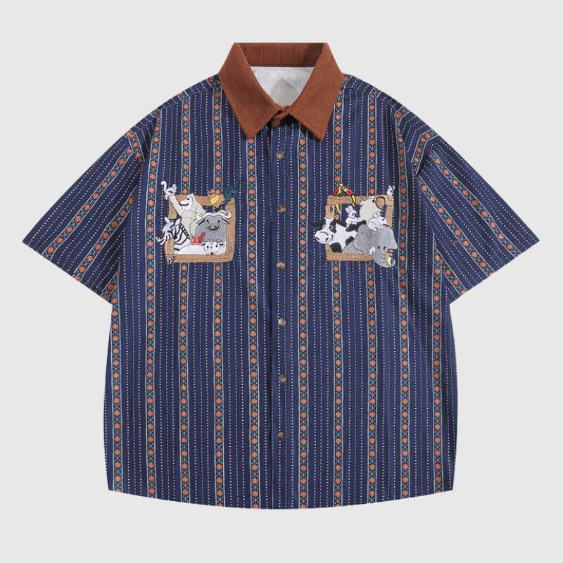 Style Core Aesthetics, New Style Trends Cartoon Embroidered Shirts Style Core Aesthetics, New Style Trends Cartoon Embroidered Shirts