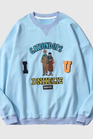 Style Core Aesthetics, New Style Trends Cartoon Embroidered Sweatshirt