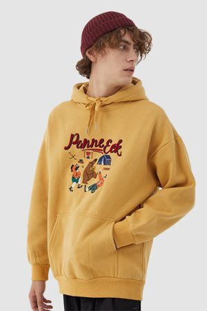 Style Core Aesthetics, New Style Trends Cartoon Embroidery Hoodie